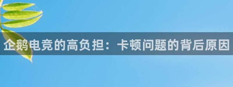 南宫电竞登陆：企鹅电竞的高负担：卡顿问题的背后原因